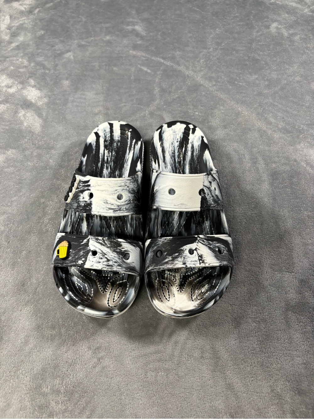 CROCS Black & White Marbled Slide Sandals for Men